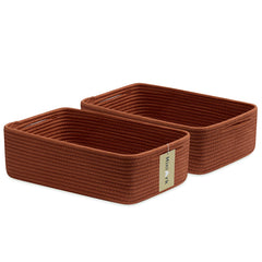 MiniArk large shallow red basket front view for tidy towels and toys.