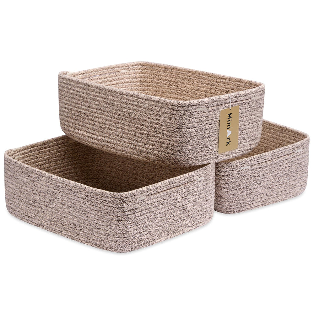 MiniArk large shallow baskets folded, easy reshaping for versatile storage.