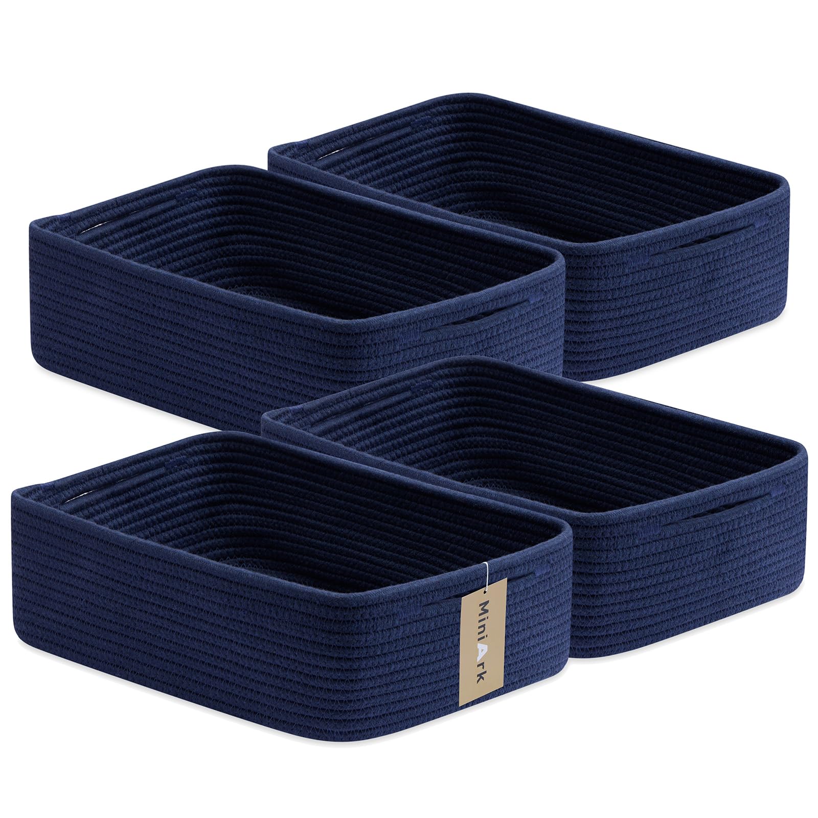 MiniArk large shallow baskets folded, illustrating space-saving flexibility for closets and desks.