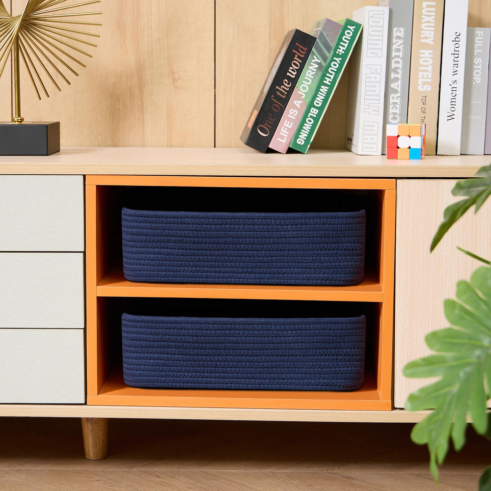 MiniArk baskets with toys, offering easy-access nursery toy storage.
