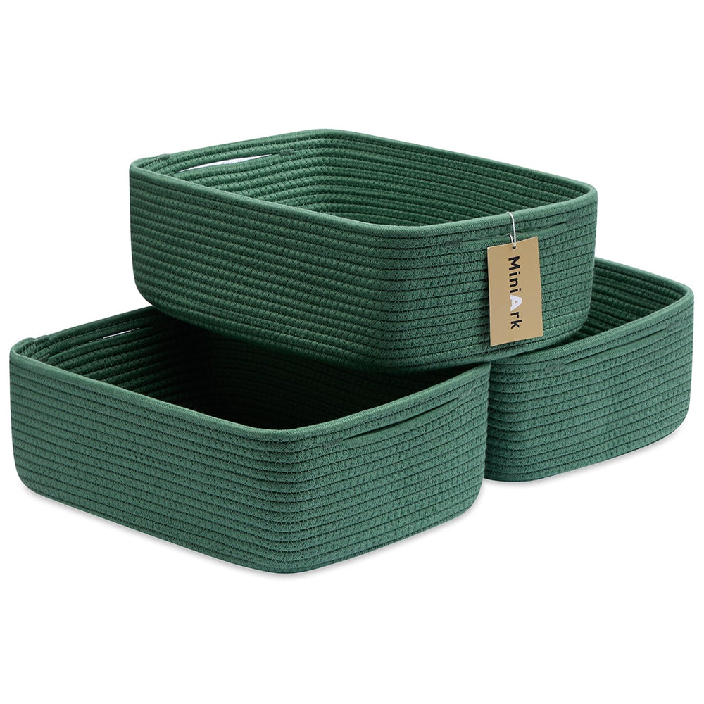 MiniArk large shallow basket rope weave closeup for durable organization
