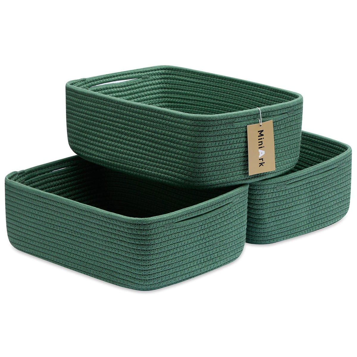 MiniArk large shallow basket rope weave closeup for durable organization
