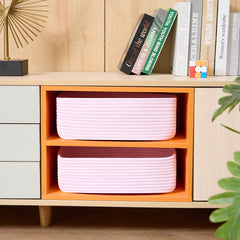 Close-up of MiniArk rope texture adding warmth to living room storage