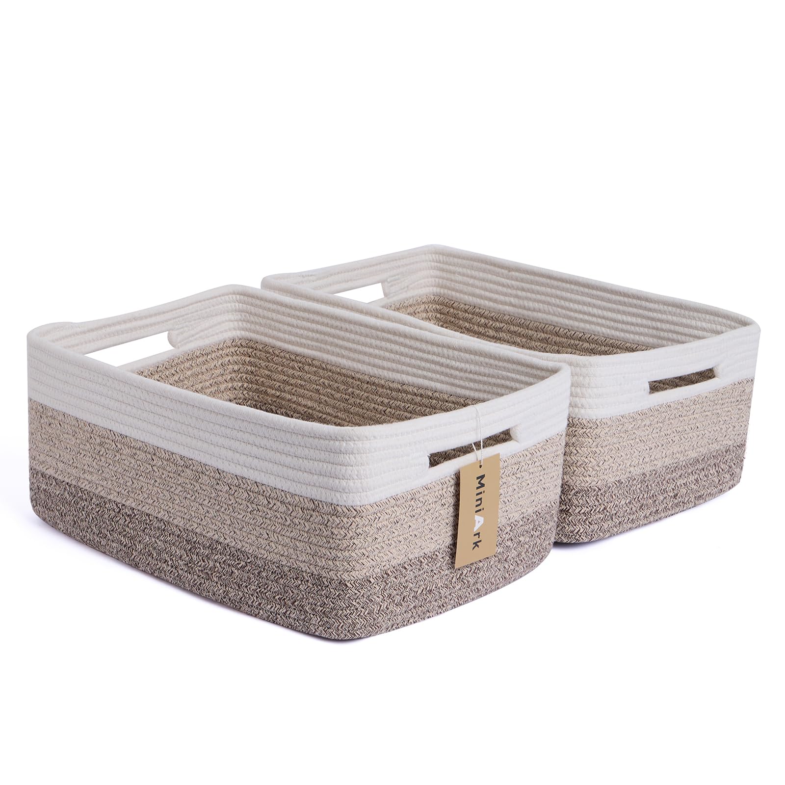 MiniArk large storage basket front view in gradient brown for organized closet