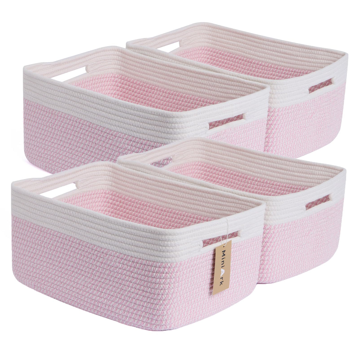 MiniArk large storage basket pink front view ideal for quick closet organization