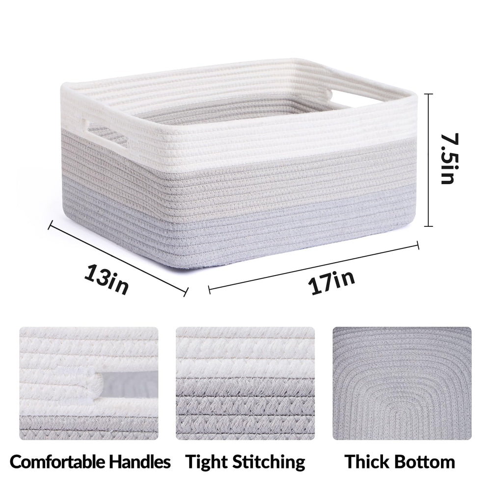 MiniArk large storage baskets show 17x13x7.5 inches for spacious organized storage