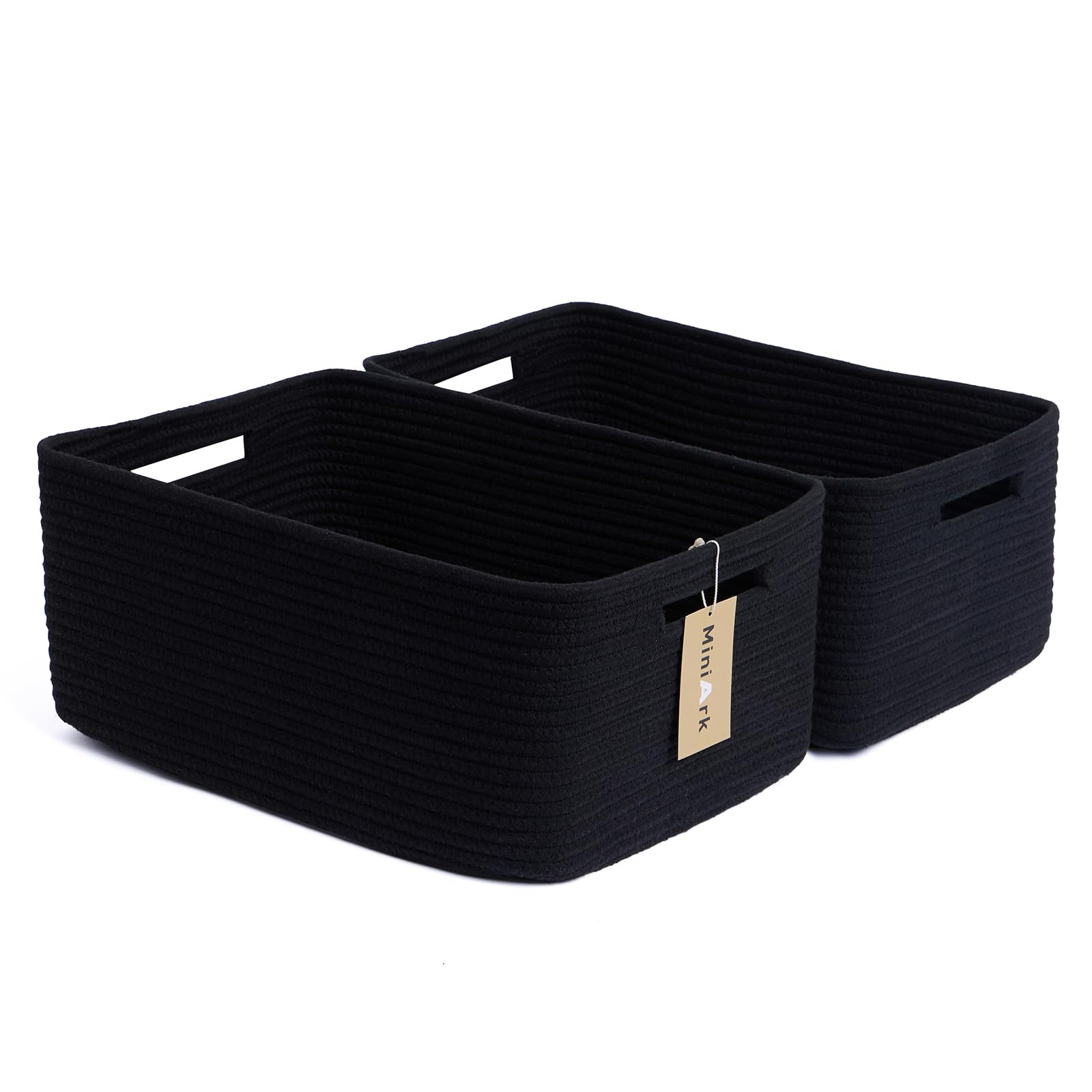 MiniArk large storage baskets 2-pack black—ample capacity for clothes and blankets.
