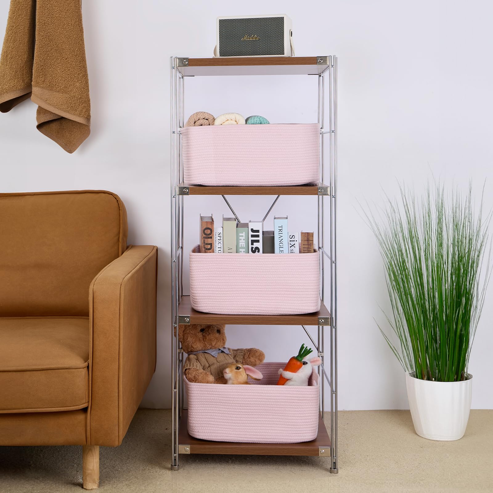 MiniArk large storage baskets on a shelf demonstrating versatile home organization