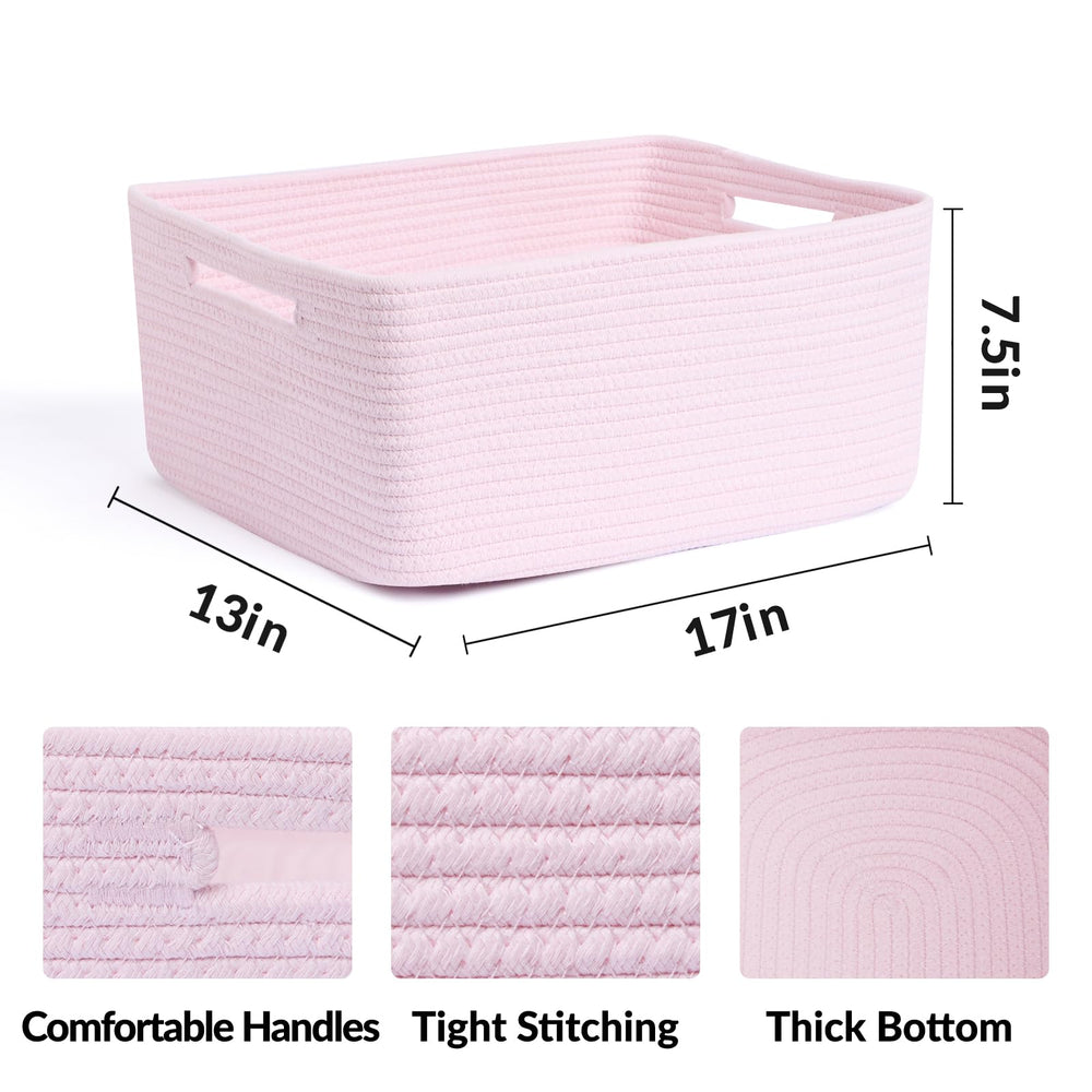 MiniArk large storage baskets side view showing soft cotton rope texture for nursery use