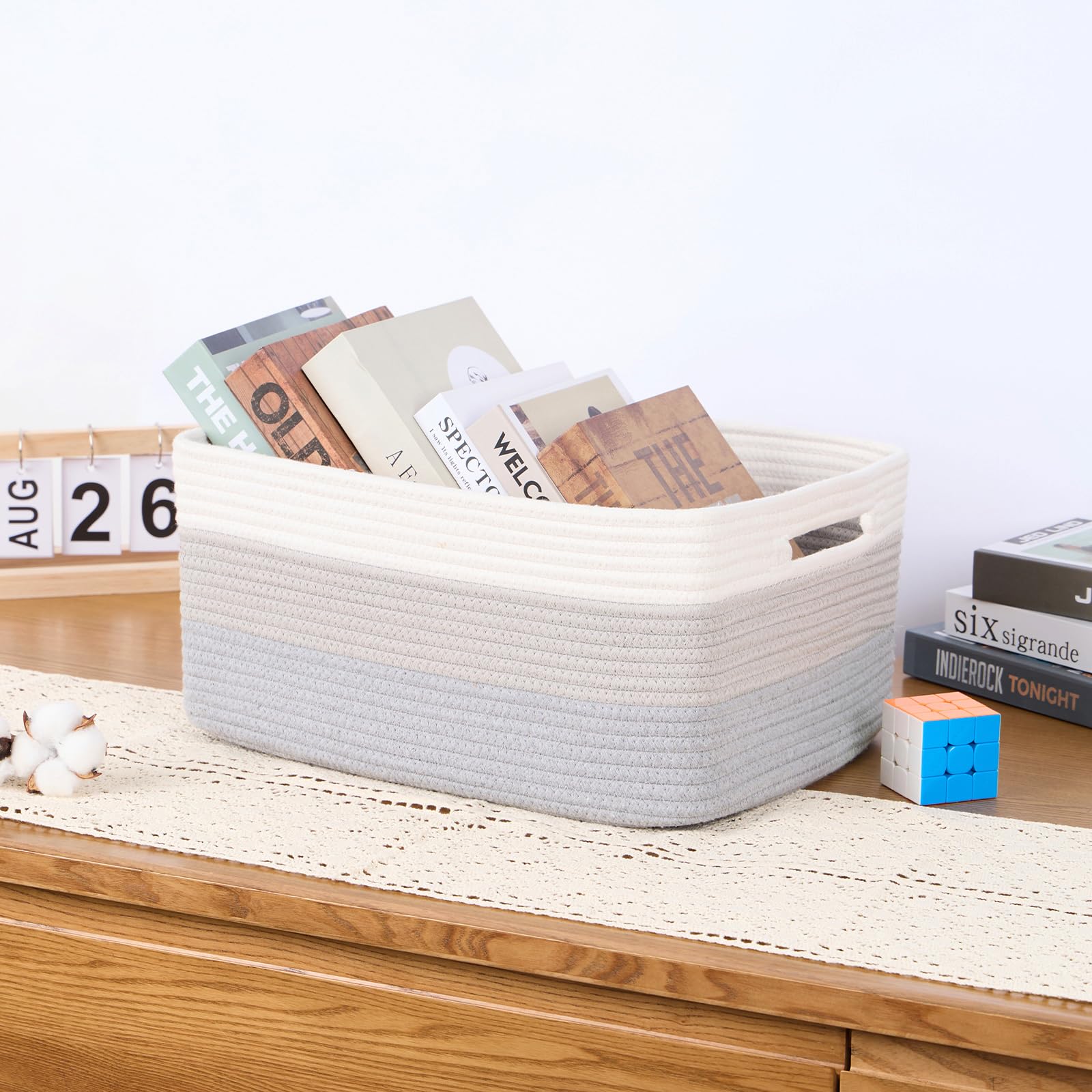 MiniArk storage baskets in closet for easy clothes and blankets