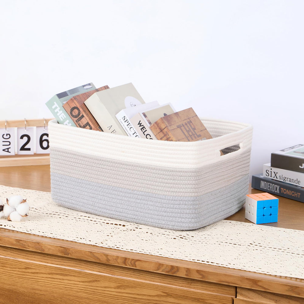 MiniArk storage baskets in closet for easy clothes and blankets