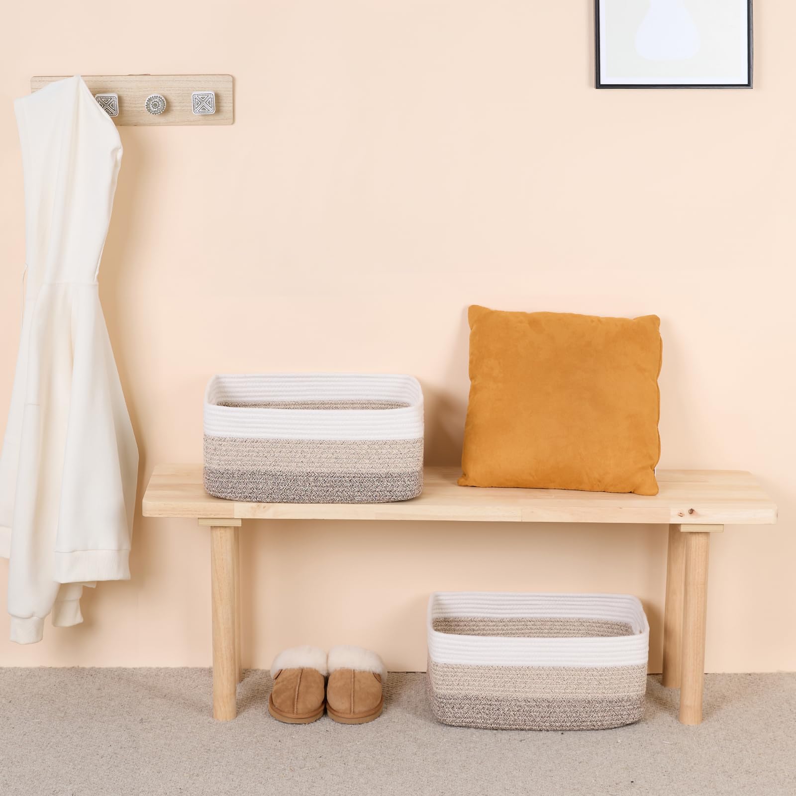 MiniArk large storage baskets filled with clothes for easy storage.