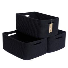 MiniArk large storage baskets folded for easy closet organization using soft cotton rope