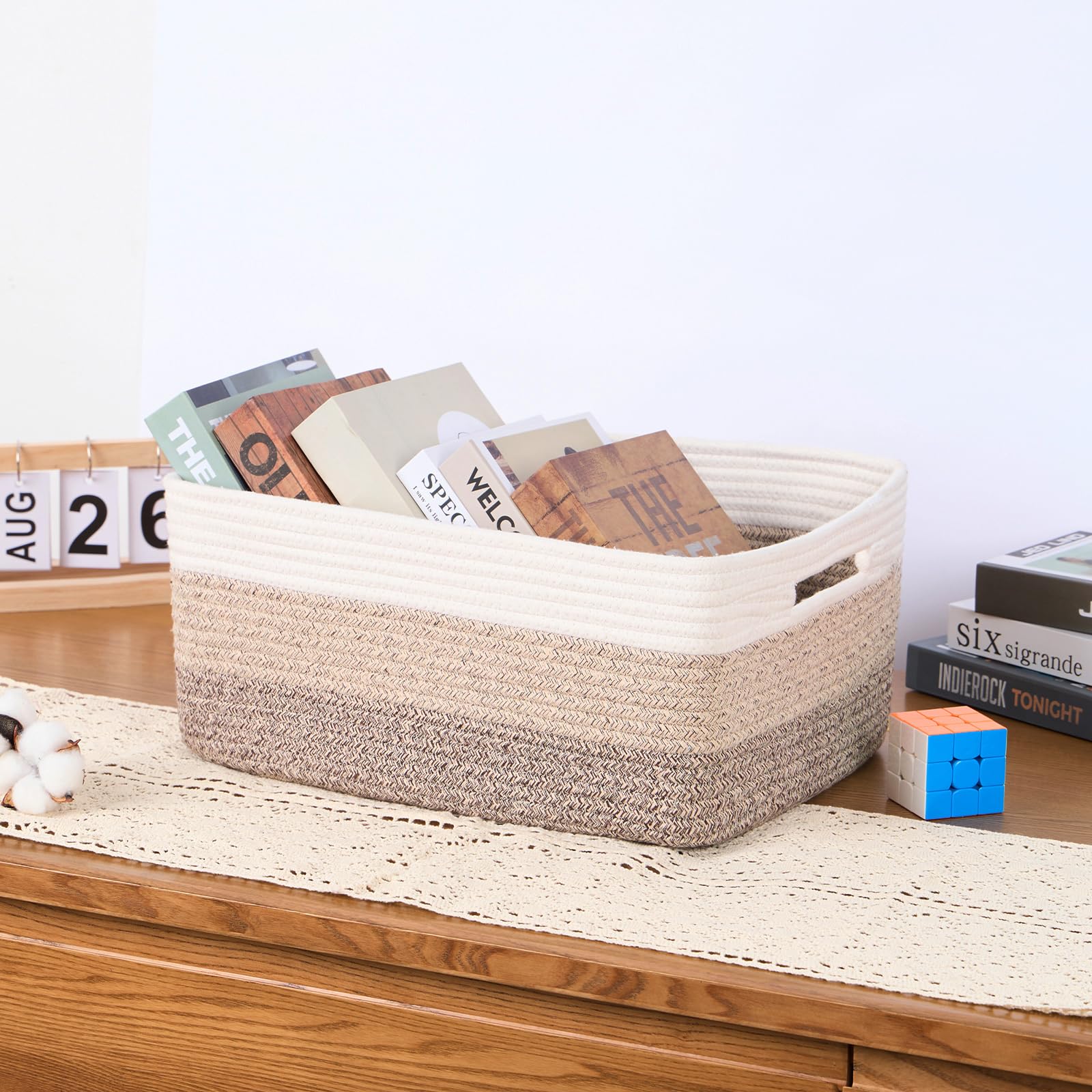 MiniArk large storage baskets gradient brown color adds modern style to space.