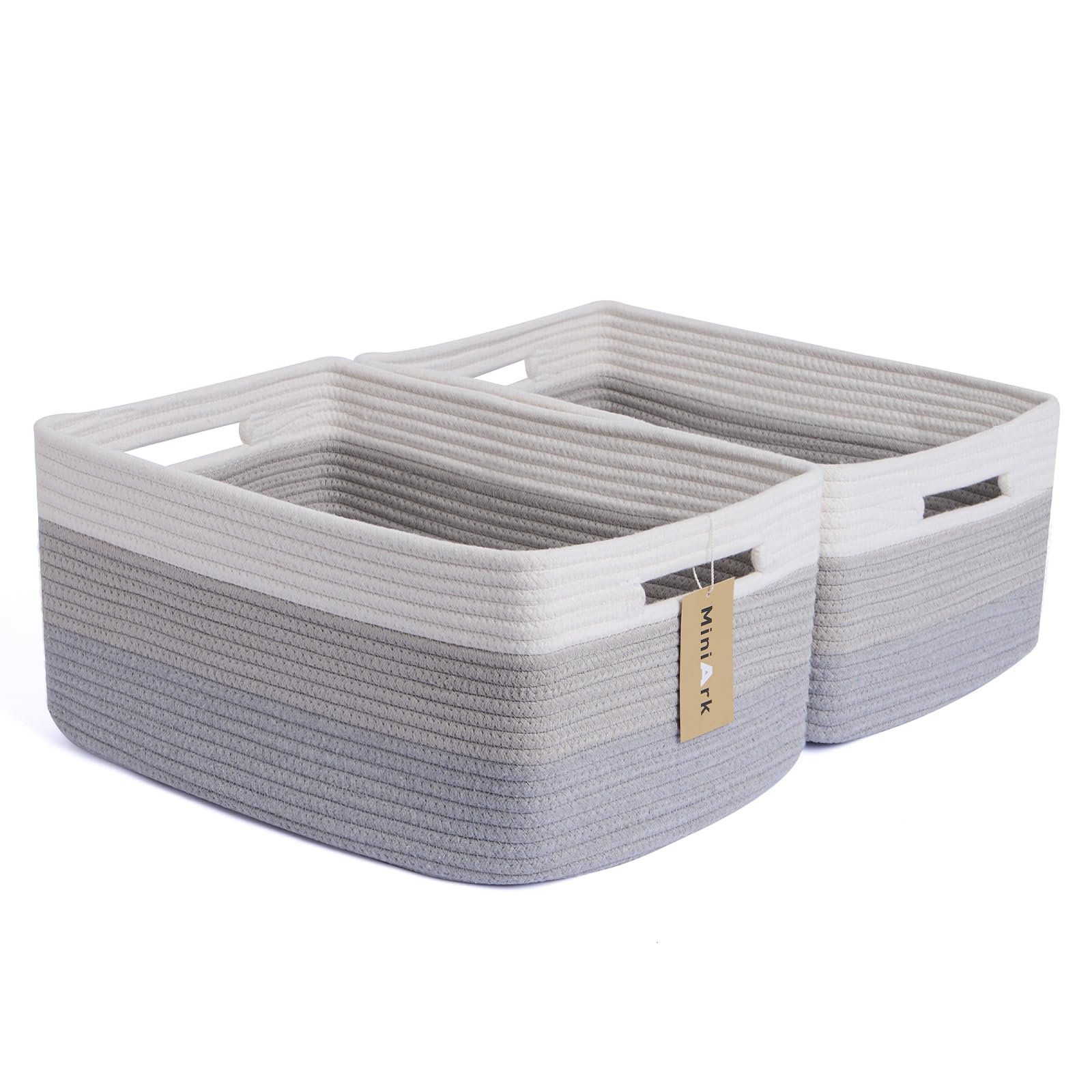 MiniArk large storage baskets gradient grey front view showing roomy closet organization