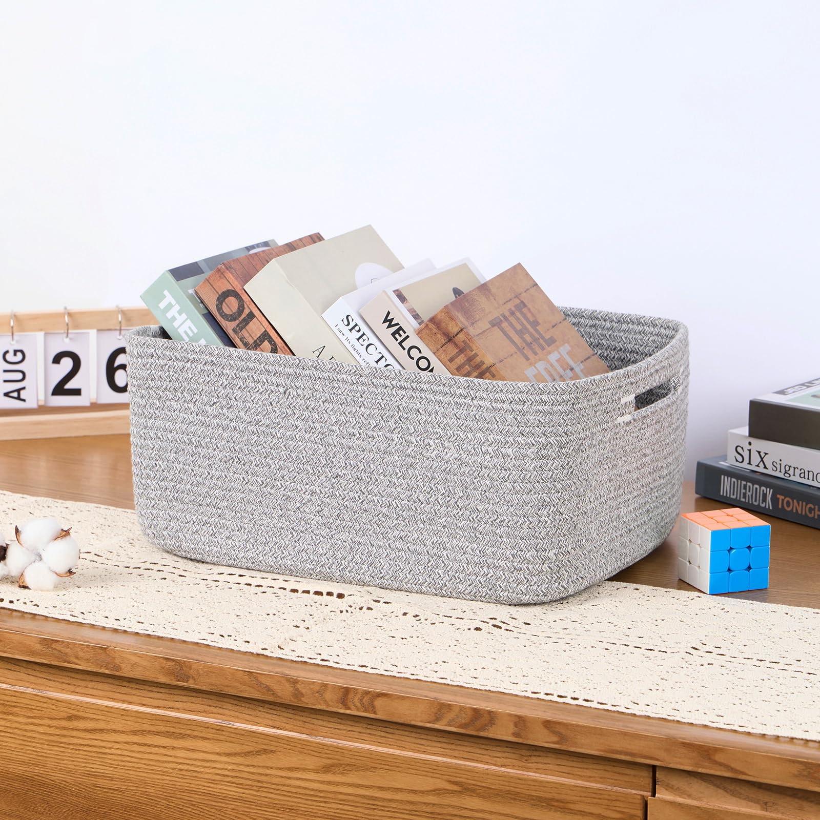 MiniArk large storage baskets in a nursery with blankets and toys stored neatly