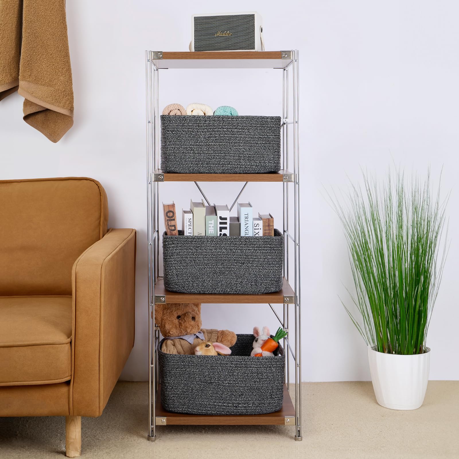 MiniArk large storage baskets nursery setup demonstrates organized toys and blankets.