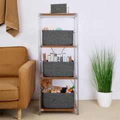 MiniArk large storage baskets nursery setup demonstrates organized toys and blankets.