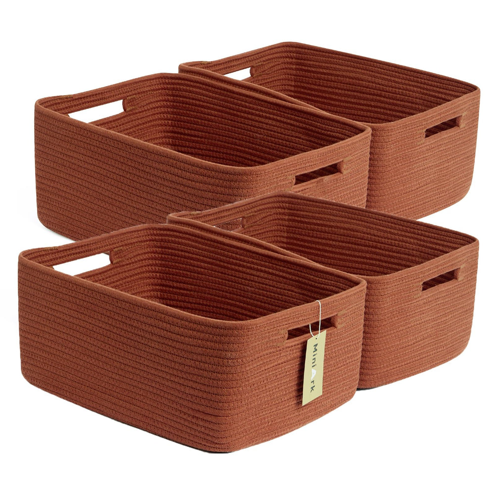 MiniArk large storage baskets oxide red front view for tidy closet organization