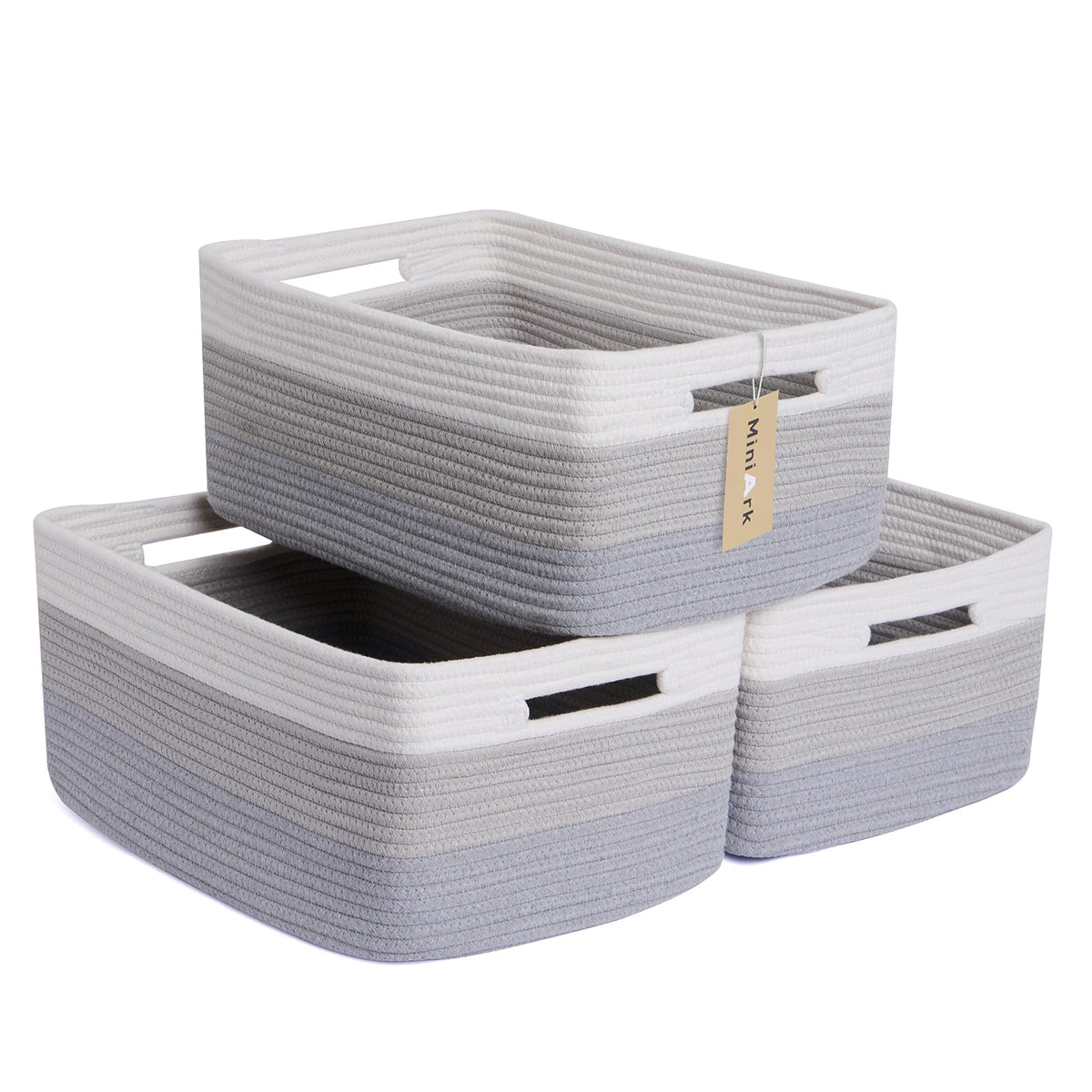 MiniArk large storage baskets folded, ready to shape for easy closet organization.
