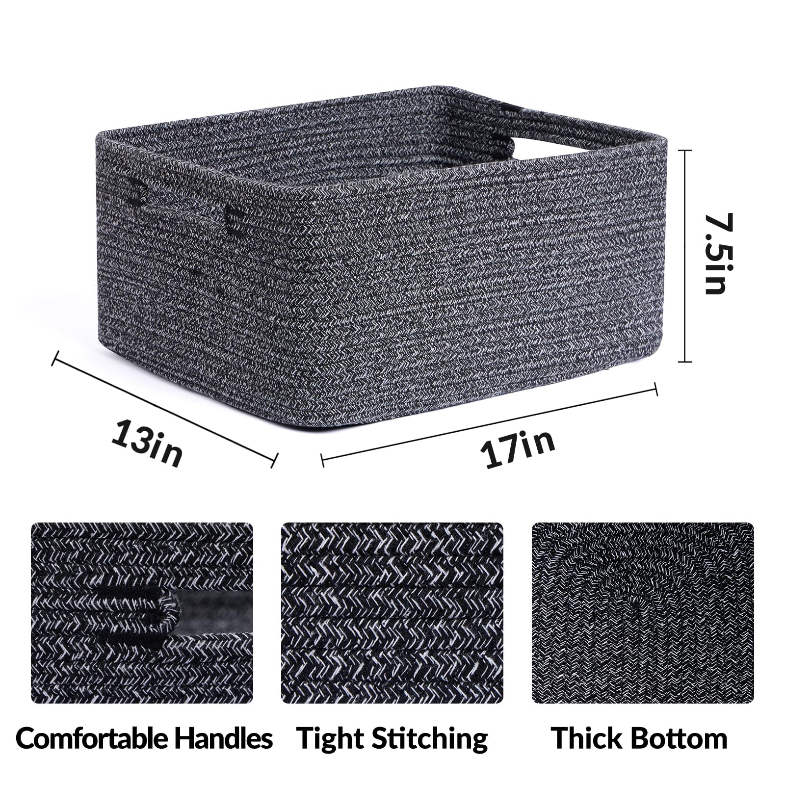 MiniArk large storage baskets side view highlighting sturdy woven rope for daily durability.