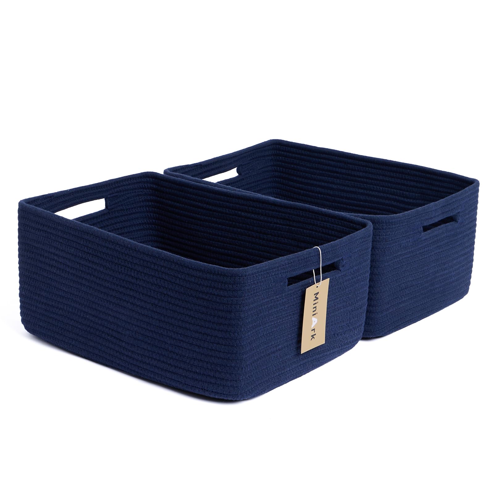 MiniArk large storage baskets 2-pack navy, front view, ideal for closet organization.