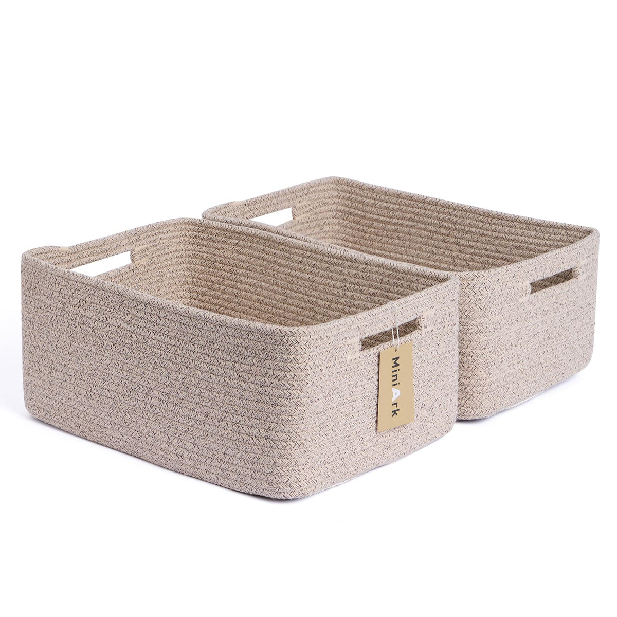 MiniArk large storage basket on a shelf holding clothes for easy organization
