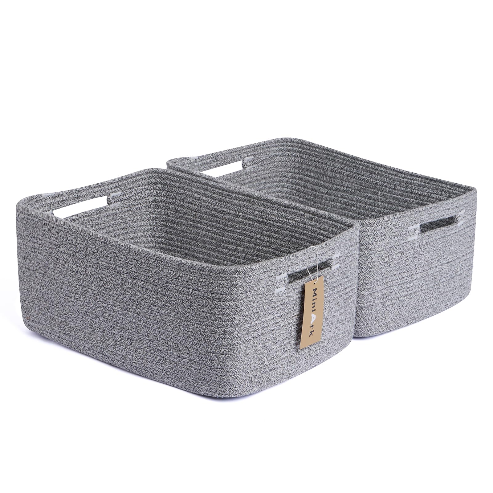MiniArk large storage basket on shelves offers roomy space with woven texture