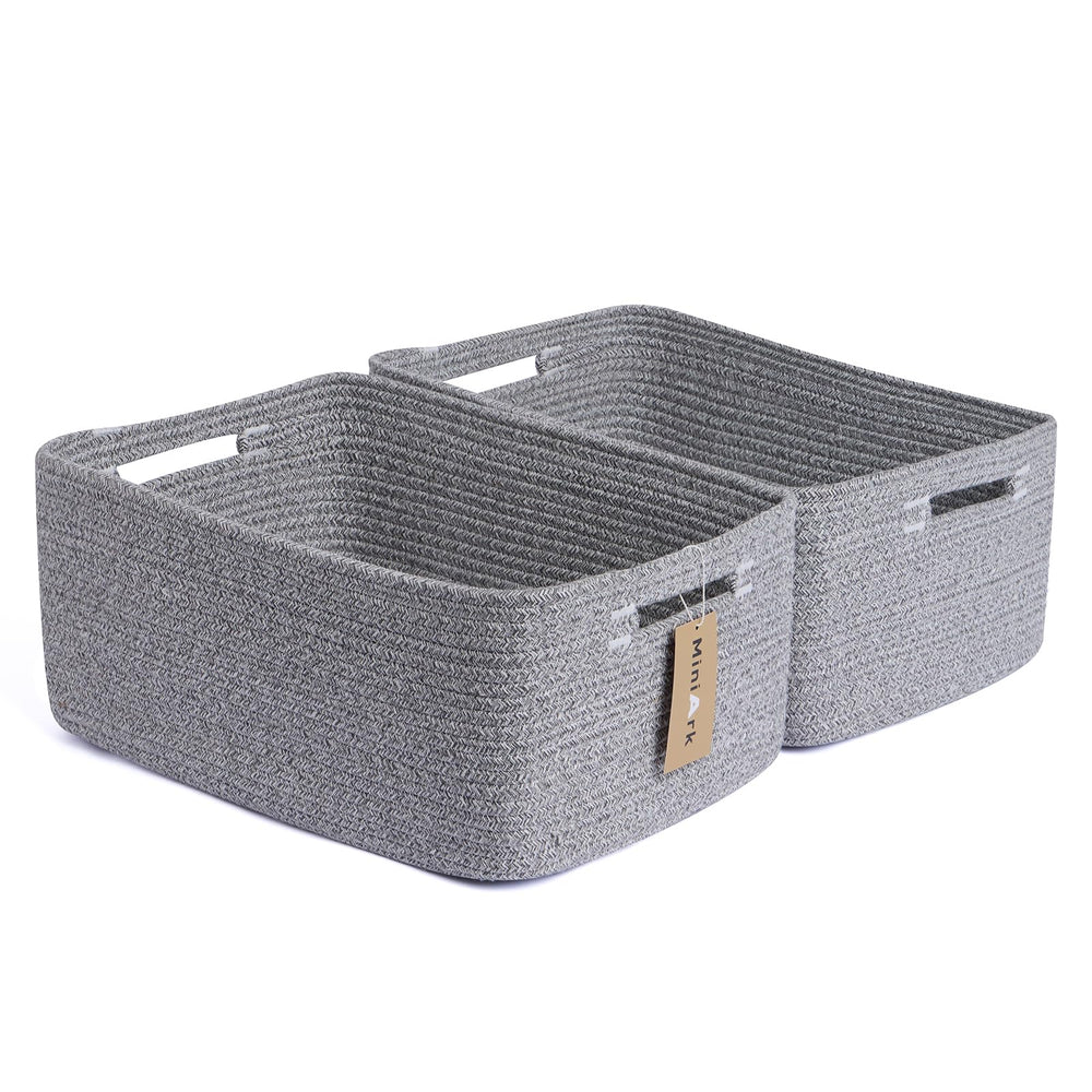 MiniArk large storage basket on shelves offers roomy space with woven texture