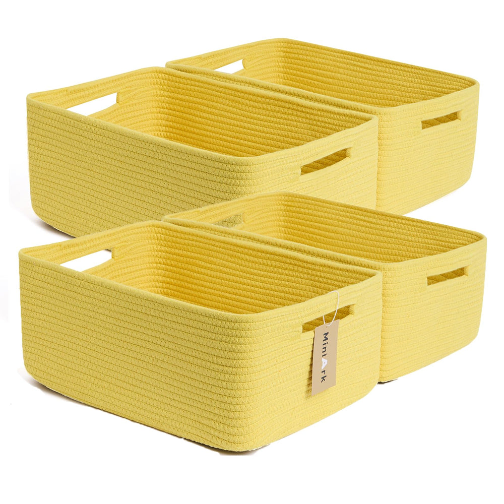 MiniArk large storage baskets yellow, rectangular open for easy access and bulk clothes storage.