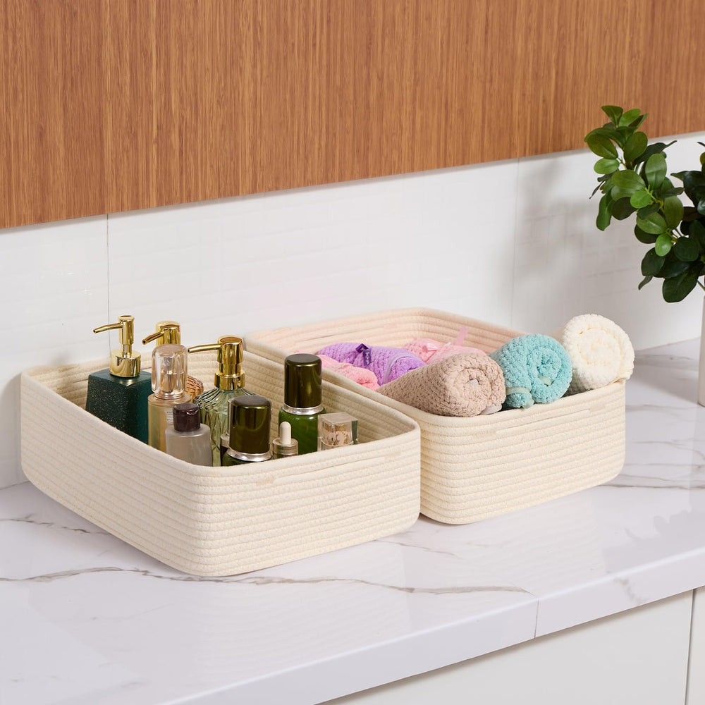 MiniArk basket with natural cotton rope and soft edges for nurseries.