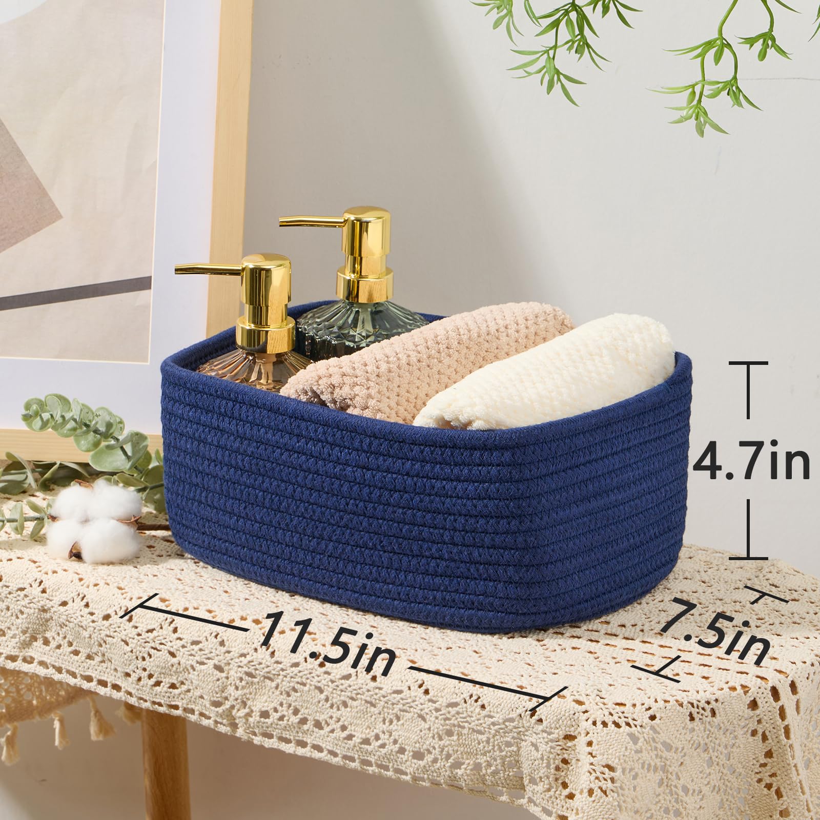 MiniArk navy blue compact basket fits small items in tight spaces.