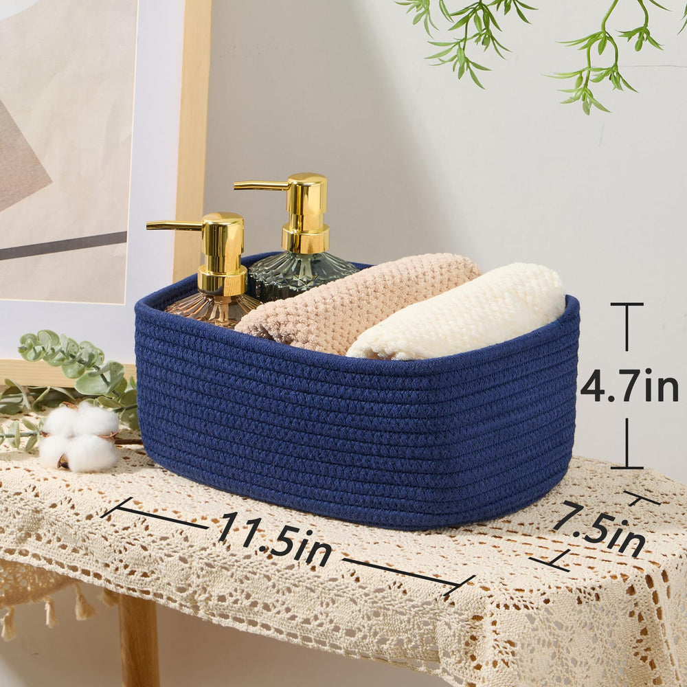 MiniArk navy blue compact basket fits small items in tight spaces.