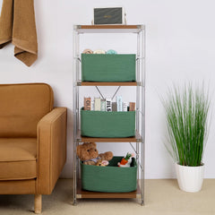 MiniArk nursery basket on shelf with baby items for organized essentials.
