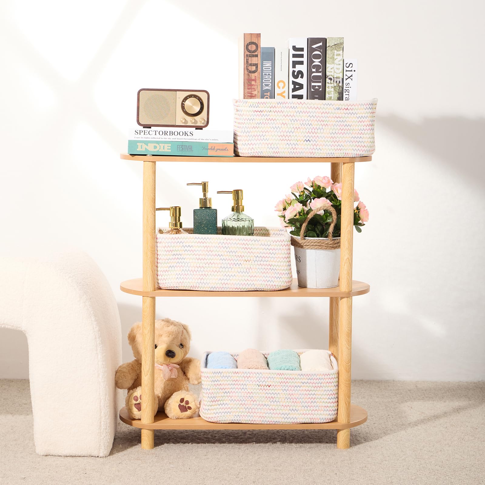 MiniArk nursery-safe basket suitable for diapers and toys.