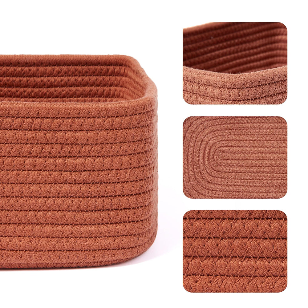 MiniArk oxide red closet organizer bins keep cosmetics and accessories neatly arranged.