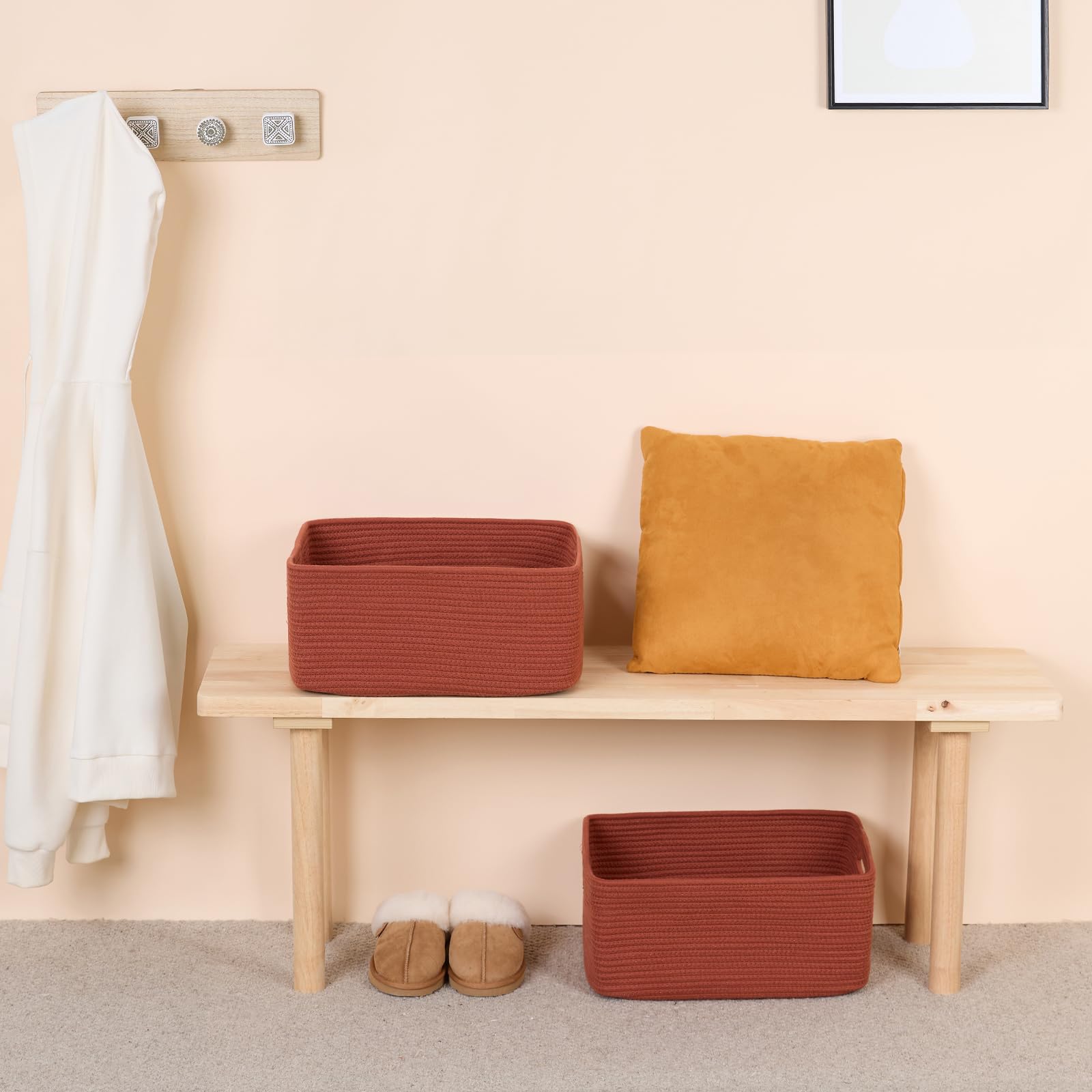 MiniArk oxide-red large basket folded shape for quick reshaping.