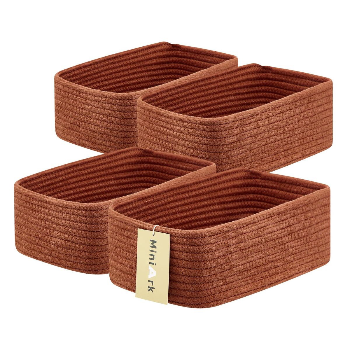 MiniArk oxide red small storage baskets 4-pack for clutter-free organization.