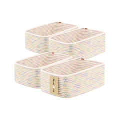 MiniArk rainbow 4-pack baskets on shelf offer neat, visible storage.