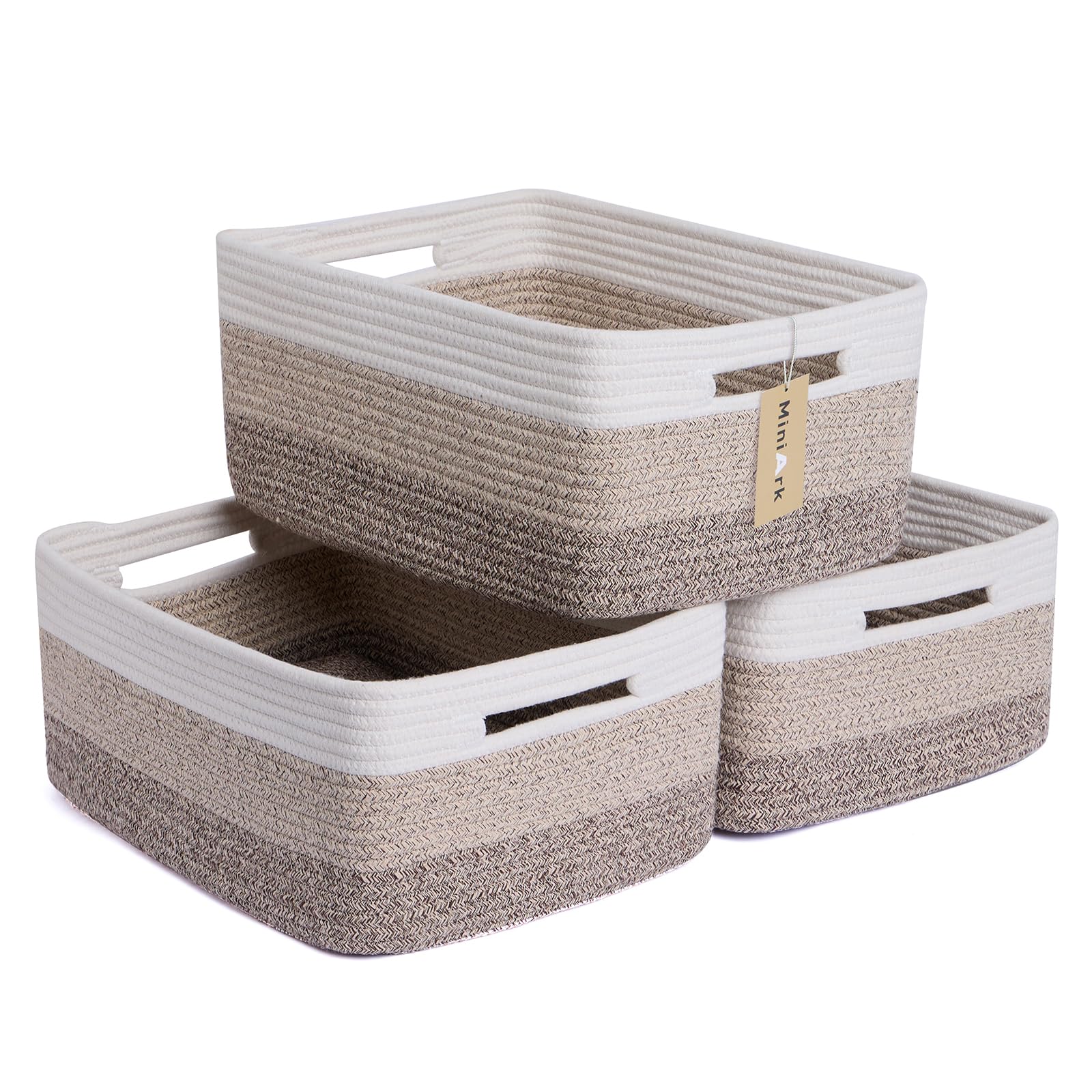 MiniArk large storage basket in gradient brown for organized closet storage.