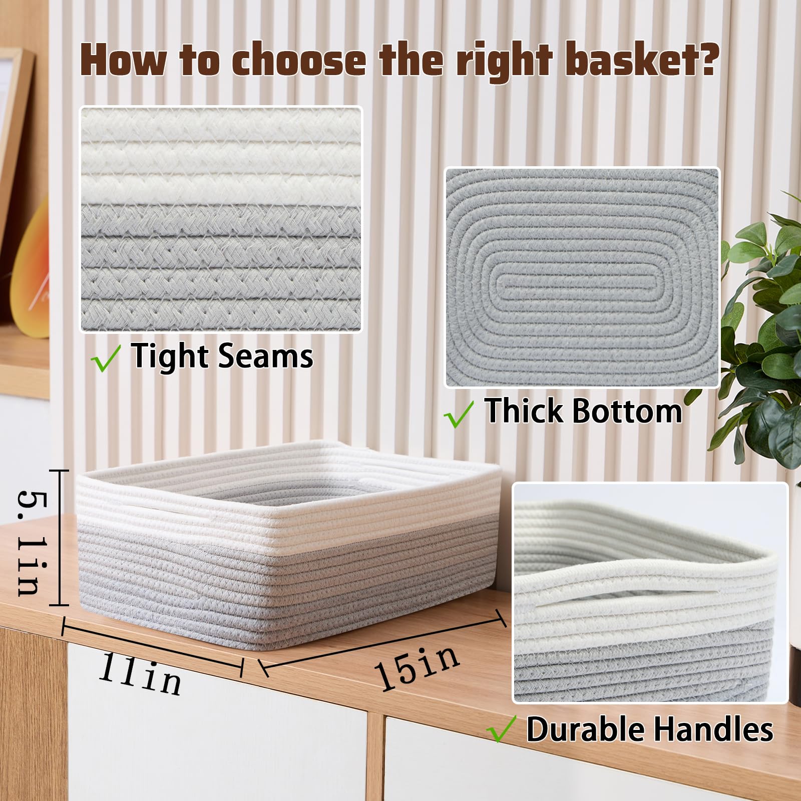 MiniArk rope-woven baskets close-up cotton rope texture highlights durability and natural look.