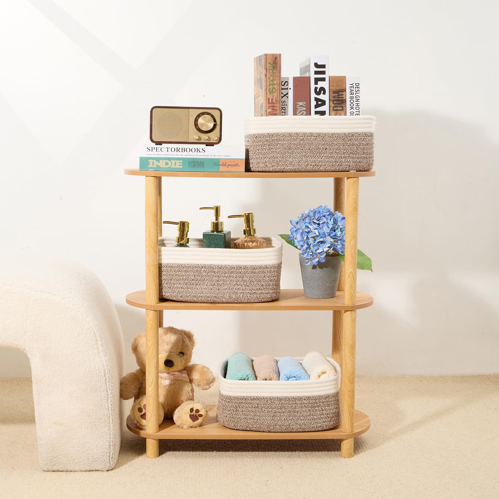 MiniArk small storage basket three-pack offers versatile storage for toys, towels, and cables.