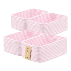 MiniArk small storage baskets 4-pack in light pink organizing cosmetics and toys.