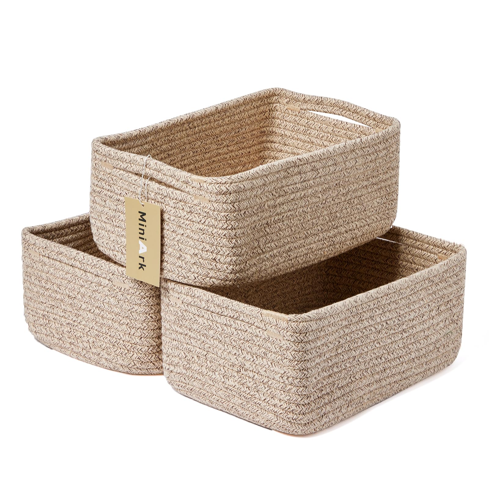 MiniArk small storage baskets in compact size organize cosmetics and desk essentials.