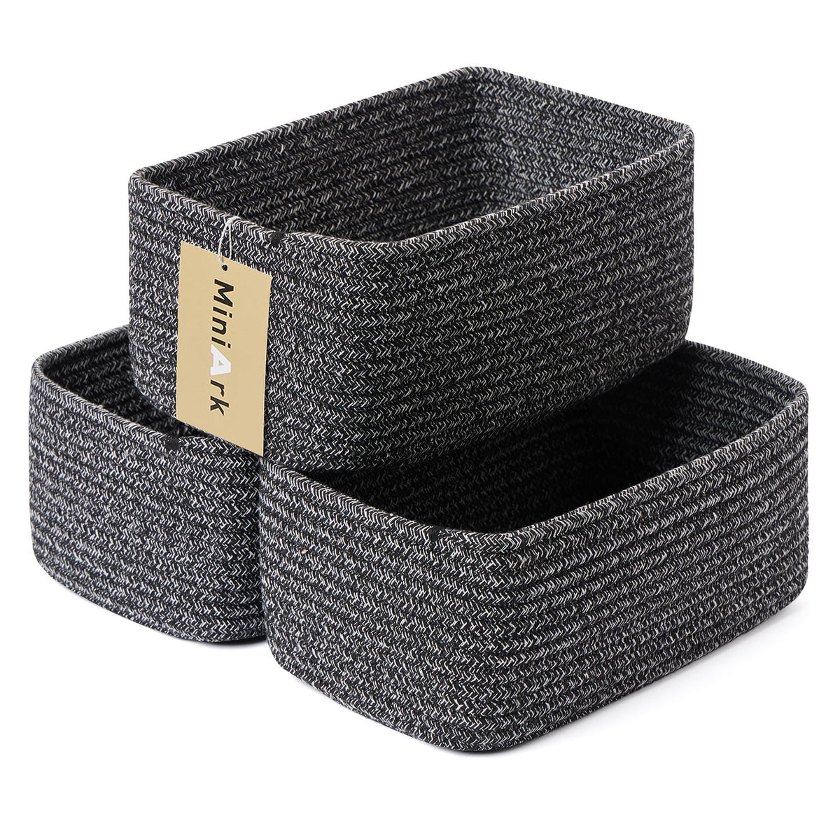 MiniArk small storage baskets front view for desk and shelf organization.
