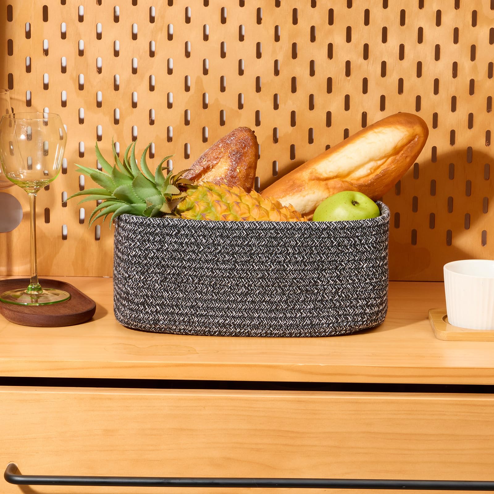MiniArk small storage baskets on a shelf showcase minimalist decor appeal.