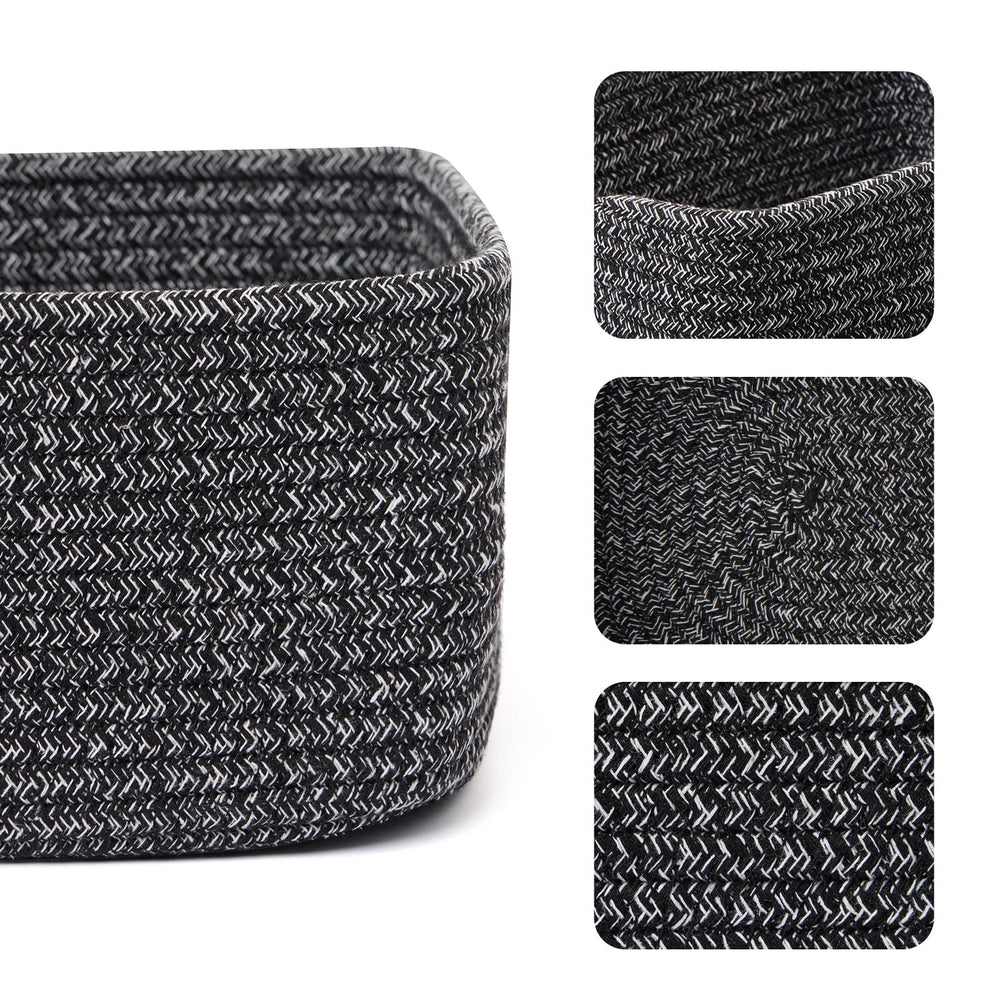 MiniArk small storage baskets dark gray weave close-up highlights durable hand-woven texture.