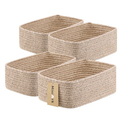 MiniArk small storage baskets front view in a 4-pack, tidy and stylish on a shelf