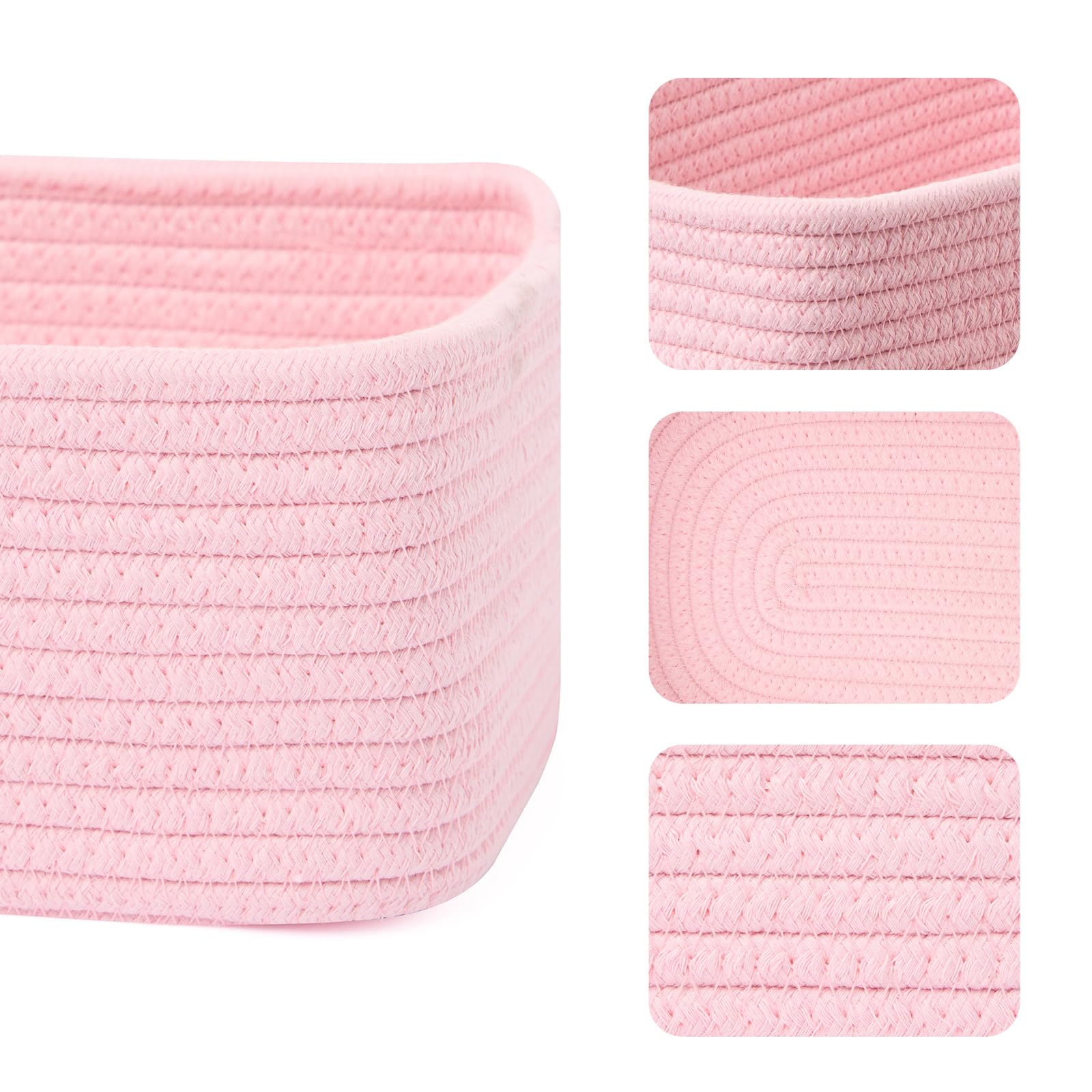 MiniArk light pink basket close-up weave for nursery storage