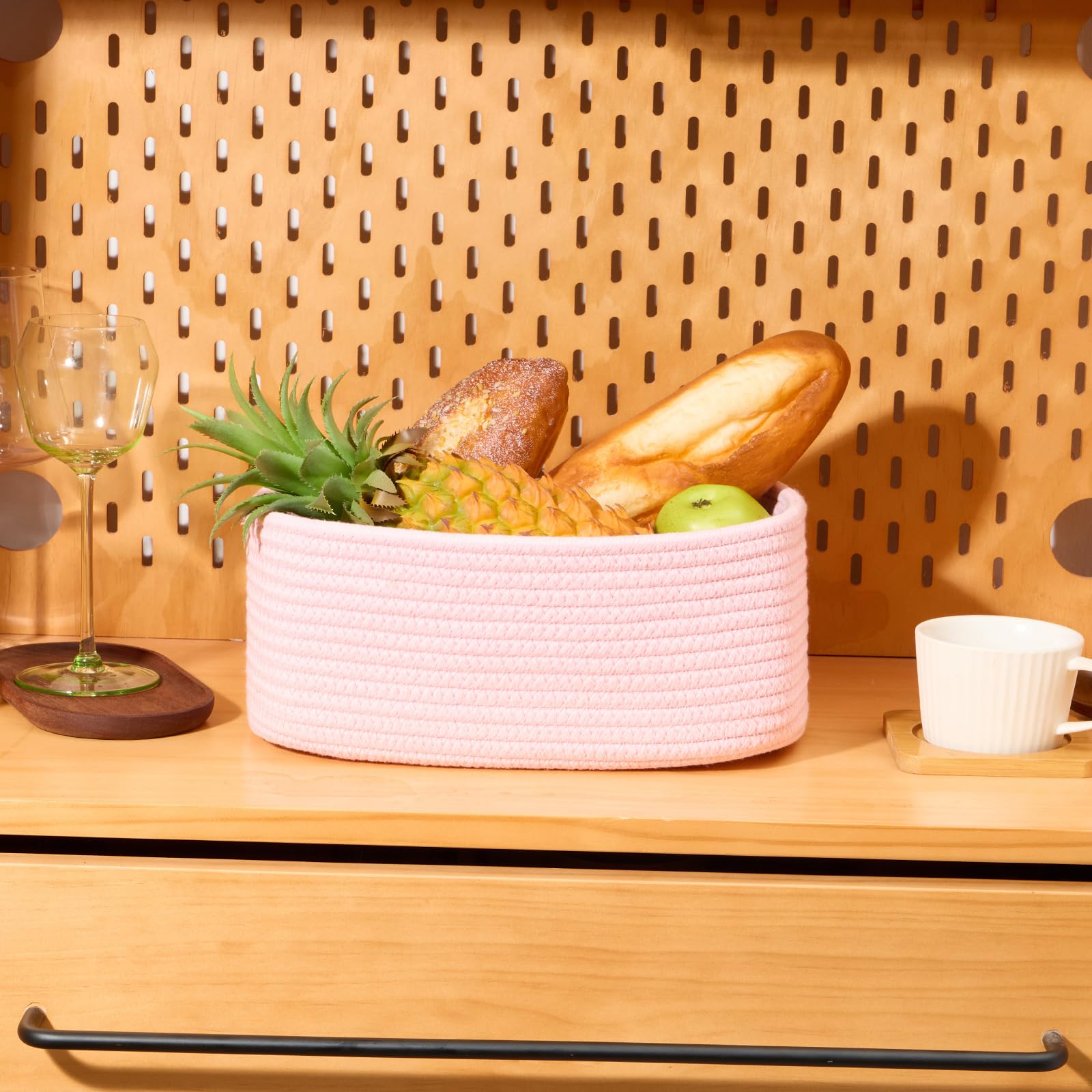 MiniArk decorative basket in living room adds warmth with minimalist texture